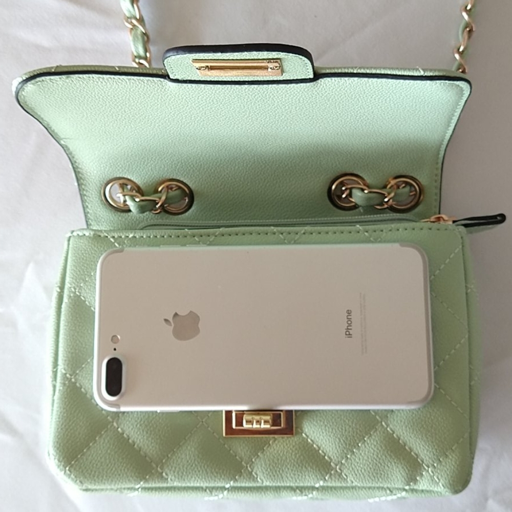 Mint Quilted Turn-Lock 2-Way Chain Shoulder Bag - Picture 4 of 4